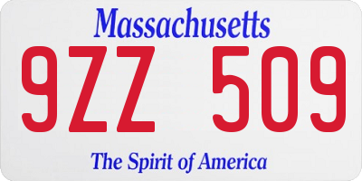 MA license plate 9ZZ509