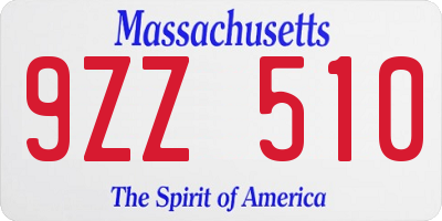 MA license plate 9ZZ510