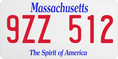 MA license plate 9ZZ512