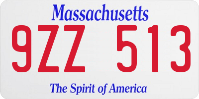 MA license plate 9ZZ513