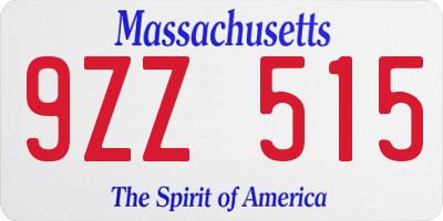 MA license plate 9ZZ515