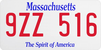 MA license plate 9ZZ516