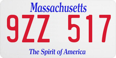 MA license plate 9ZZ517