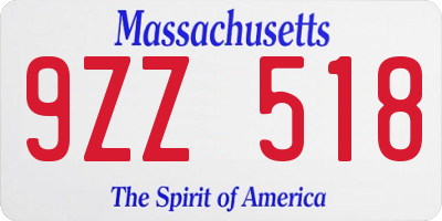 MA license plate 9ZZ518