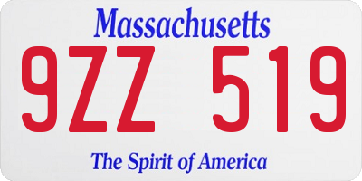 MA license plate 9ZZ519