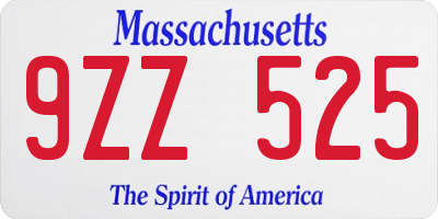 MA license plate 9ZZ525