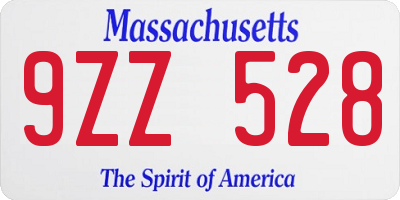 MA license plate 9ZZ528