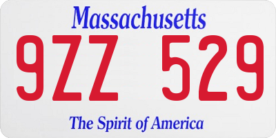 MA license plate 9ZZ529