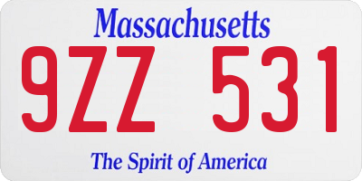 MA license plate 9ZZ531