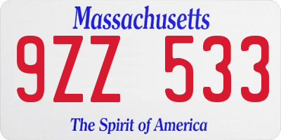 MA license plate 9ZZ533