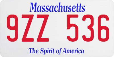 MA license plate 9ZZ536