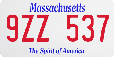 MA license plate 9ZZ537