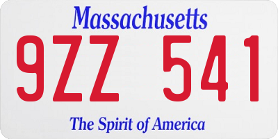 MA license plate 9ZZ541