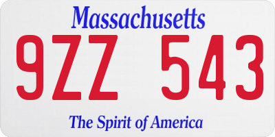 MA license plate 9ZZ543