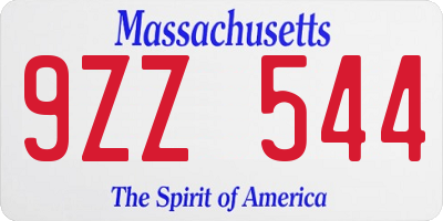 MA license plate 9ZZ544