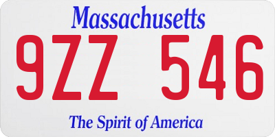 MA license plate 9ZZ546