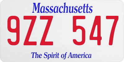 MA license plate 9ZZ547