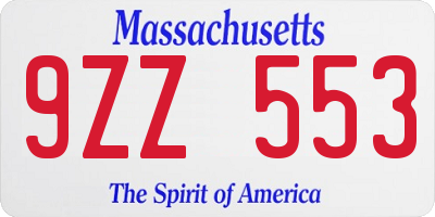 MA license plate 9ZZ553