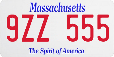 MA license plate 9ZZ555