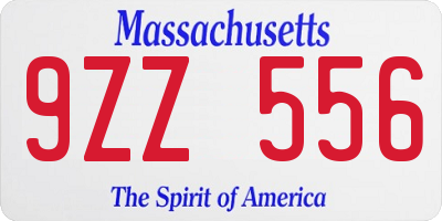 MA license plate 9ZZ556