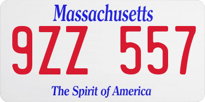 MA license plate 9ZZ557