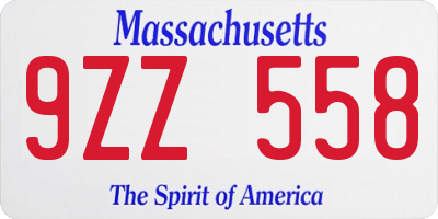 MA license plate 9ZZ558