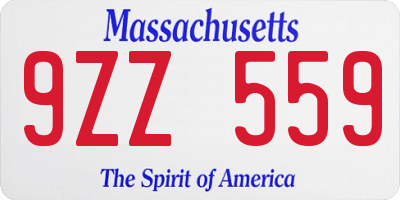 MA license plate 9ZZ559