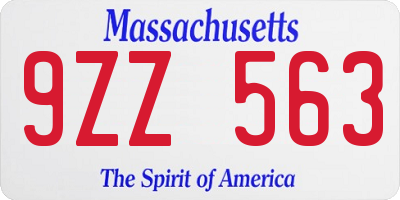 MA license plate 9ZZ563