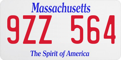 MA license plate 9ZZ564