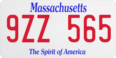 MA license plate 9ZZ565