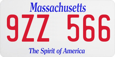 MA license plate 9ZZ566