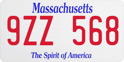 MA license plate 9ZZ568