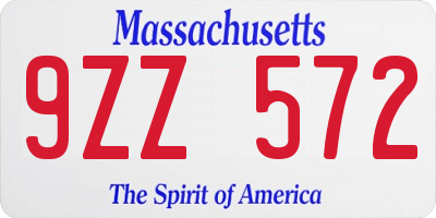 MA license plate 9ZZ572