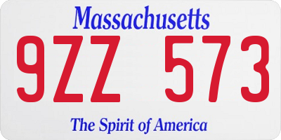 MA license plate 9ZZ573