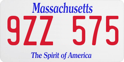 MA license plate 9ZZ575