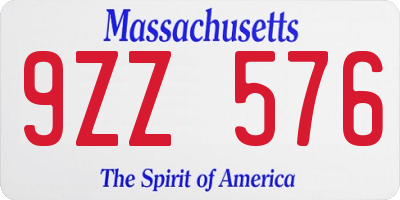 MA license plate 9ZZ576