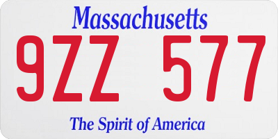 MA license plate 9ZZ577