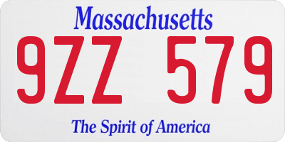 MA license plate 9ZZ579