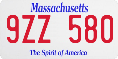 MA license plate 9ZZ580