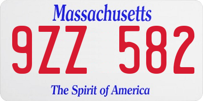 MA license plate 9ZZ582