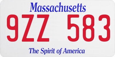 MA license plate 9ZZ583