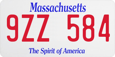 MA license plate 9ZZ584