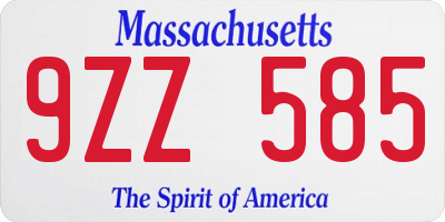 MA license plate 9ZZ585