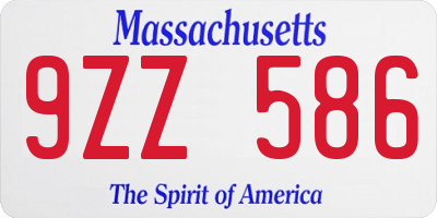 MA license plate 9ZZ586