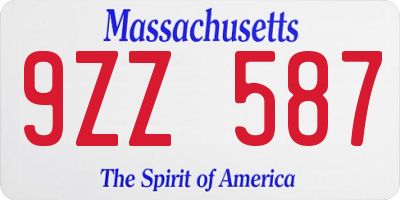 MA license plate 9ZZ587