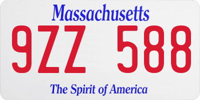 MA license plate 9ZZ588