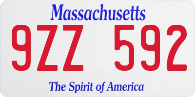 MA license plate 9ZZ592