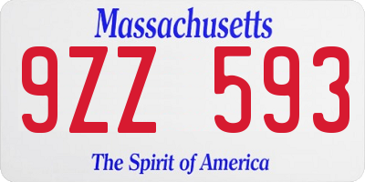 MA license plate 9ZZ593