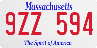 MA license plate 9ZZ594