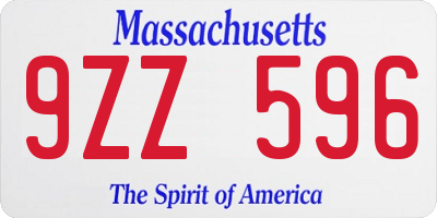 MA license plate 9ZZ596